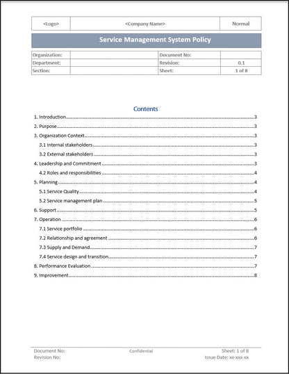 ISO 20000 Documentation Toolkit