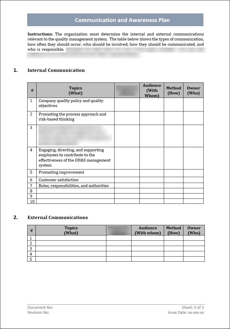 Communication and awareness plan