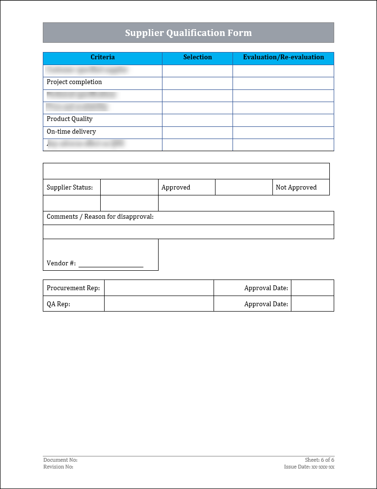 Supplier Qualification Form