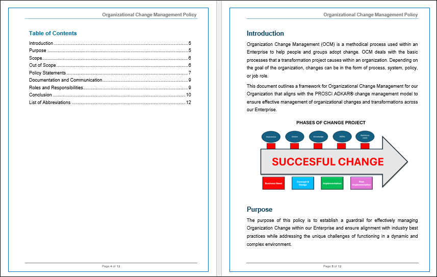 Organizational Change Management Policy Template