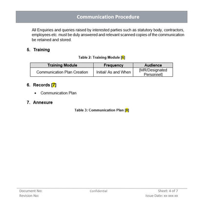 Communication procedure