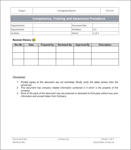 Competence training and awareness