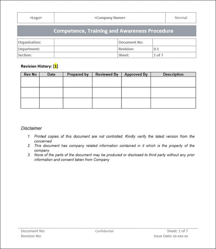 Competence training and awareness