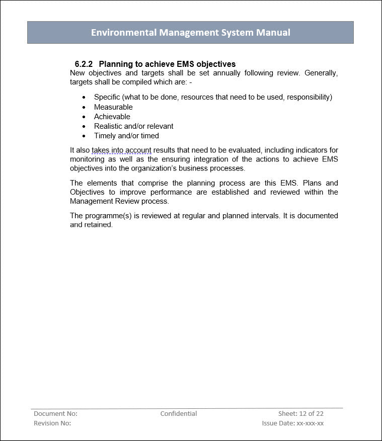 Environmental Management System Manual, Environmental Management System