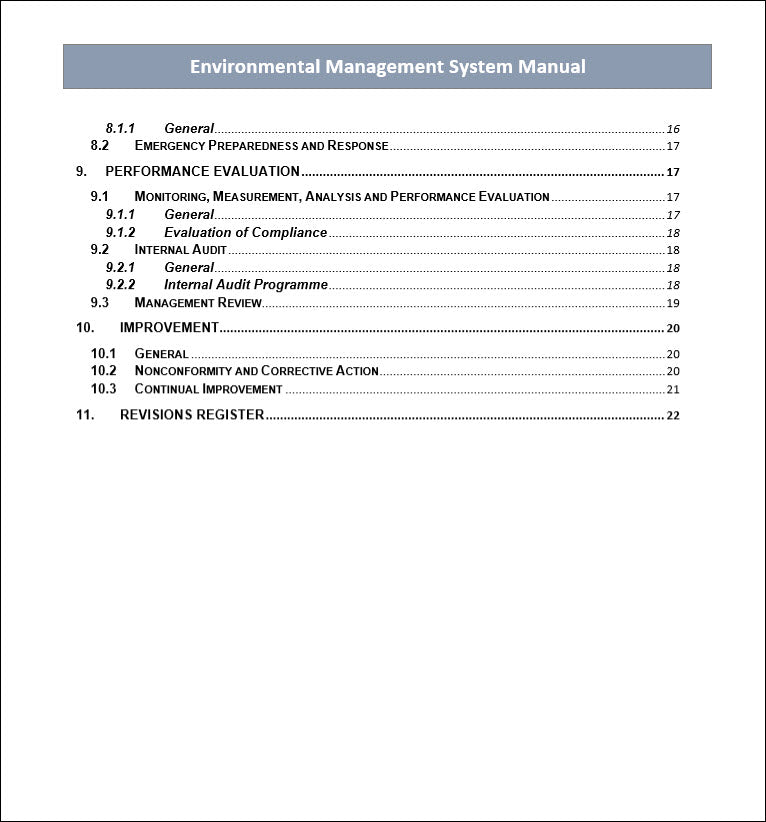 Environmental Management System Manual, Environmental Management System