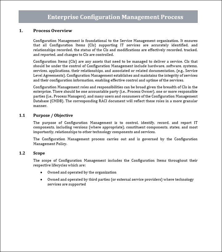 Configuration management process Word Template