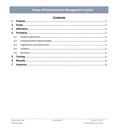 Scope of Environmental management system