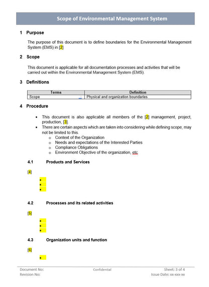 Scope of Environmental management system