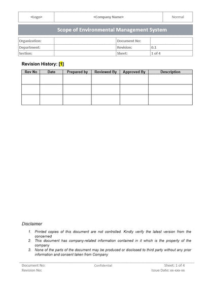 Scope of Environmental management system