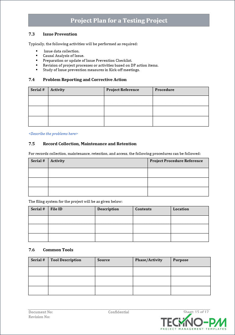 Project Plan for a Testing Project