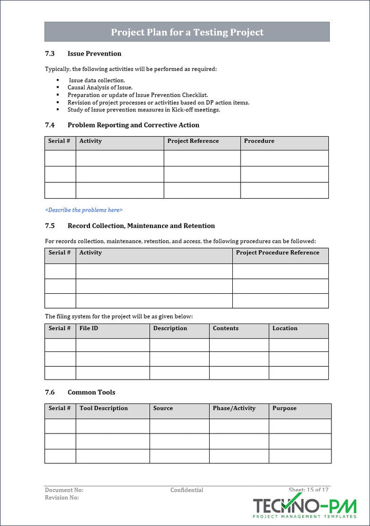 Project Plan for a Testing Project