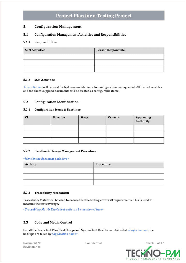 Project Plan for a Testing Project