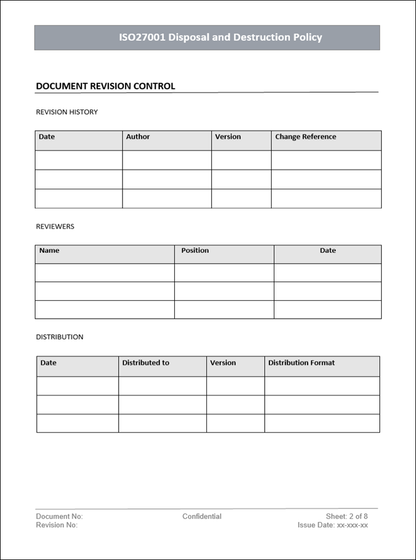 Disposal and destruction policy