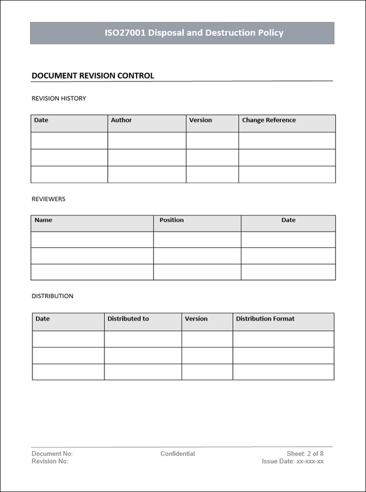 Disposal and destruction policy