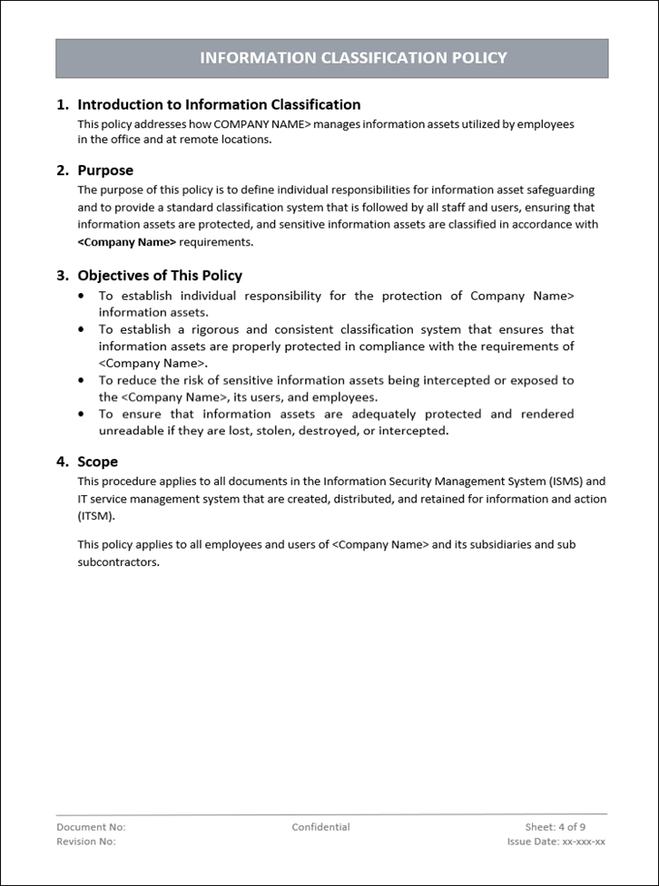 Information classification policy