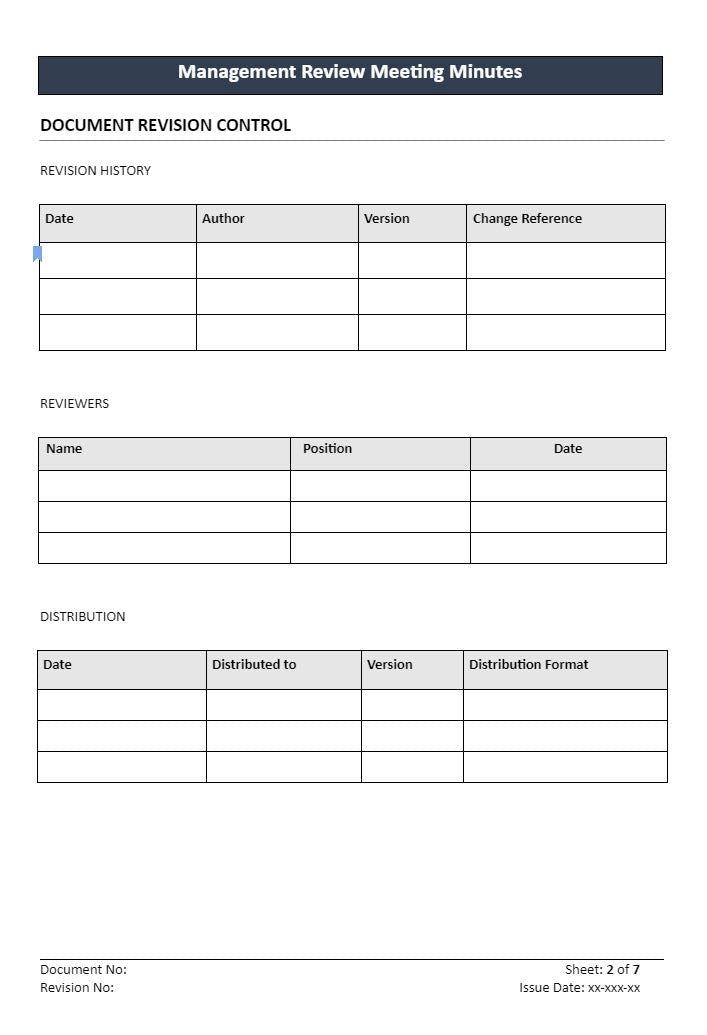 Management Review Meeting Minutes Document Control