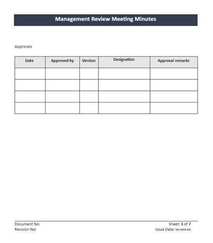 Management Review Meeting Minutes Approvals