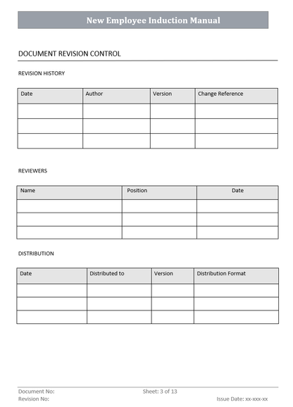 New Employee Induction Manual Document Control