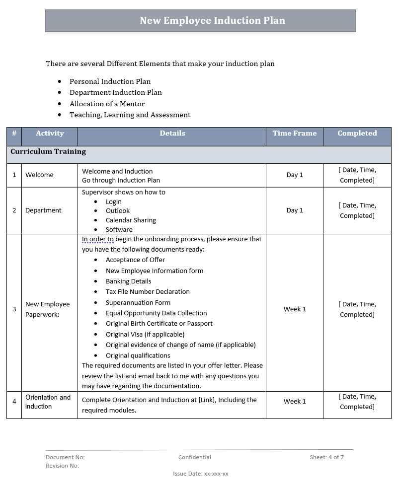 New Employee Induction Manual Training