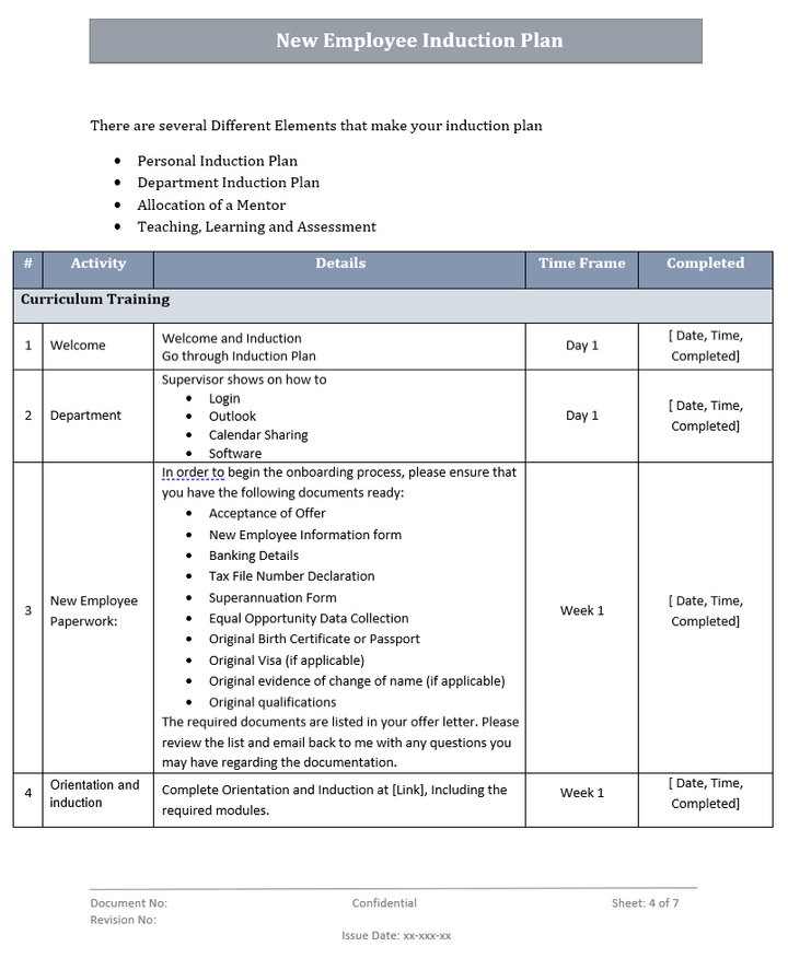 New Employee Induction Manual Training