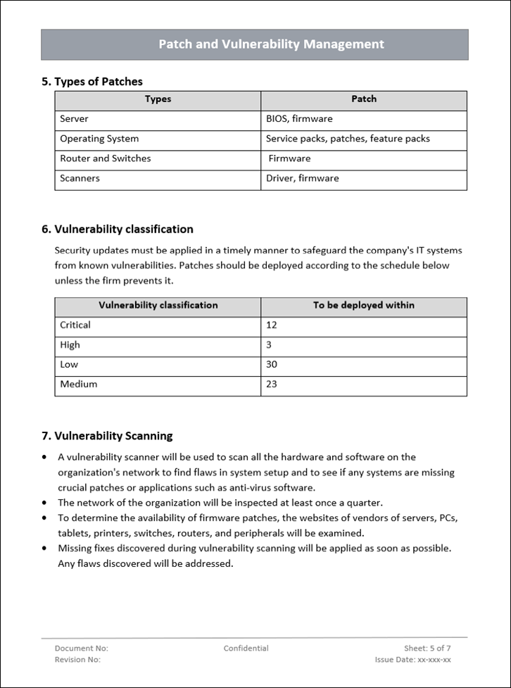 Patch and vulnerability management, vulnerability scanning