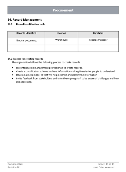 Procurement Record Management