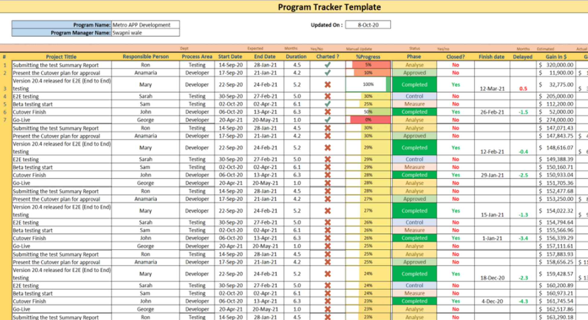 Program Tracker Template