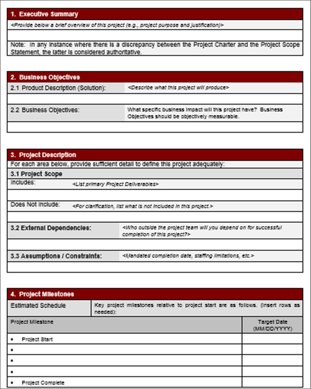 Project scope template