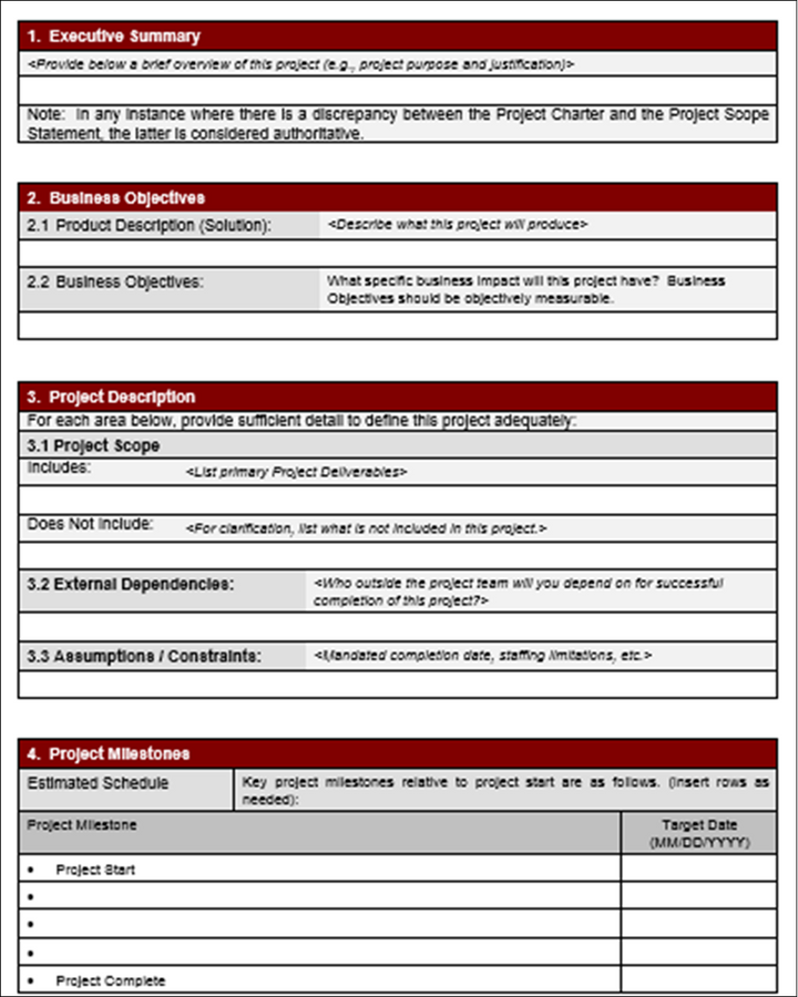 Project scope template