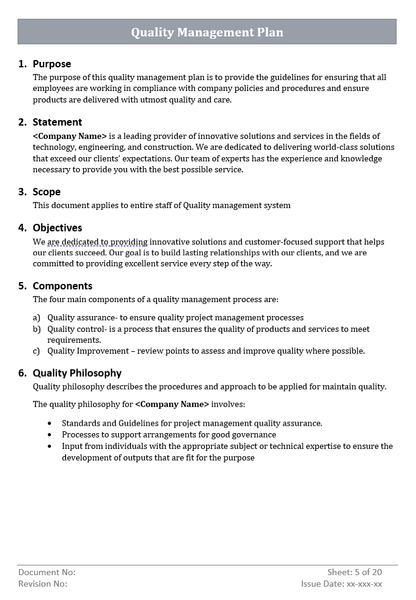 Quality Management Plan