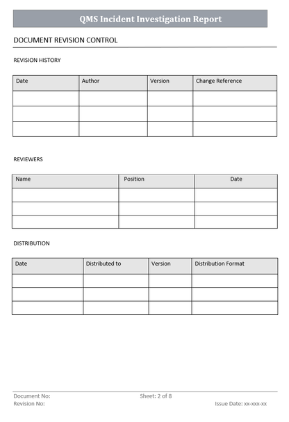 QMS Incident Investigation Report Template