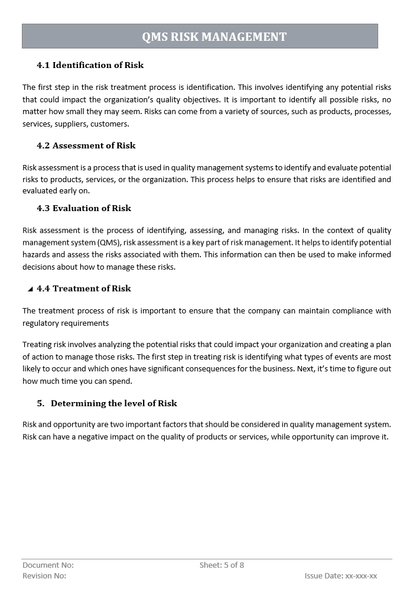 QMS Risk Management Assessment