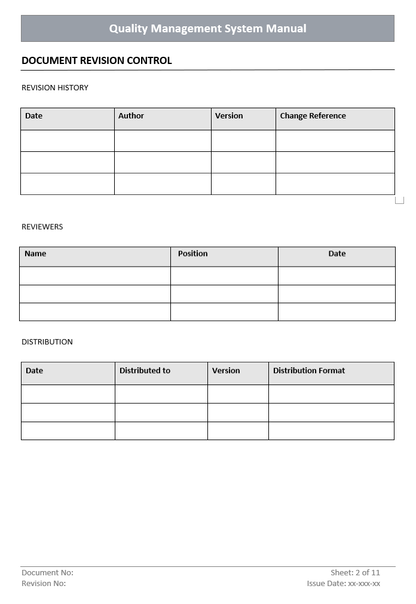 Quality Management Manual Document Control