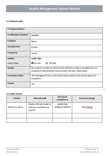 QMM Internal Audit