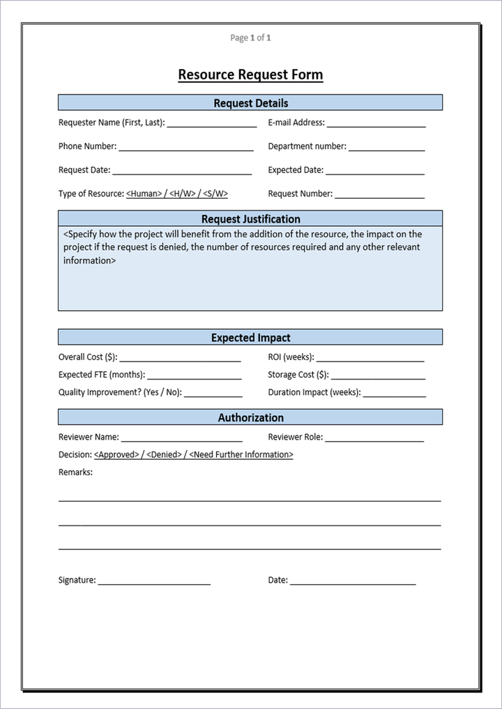 Resource and Capacity Excel Plans