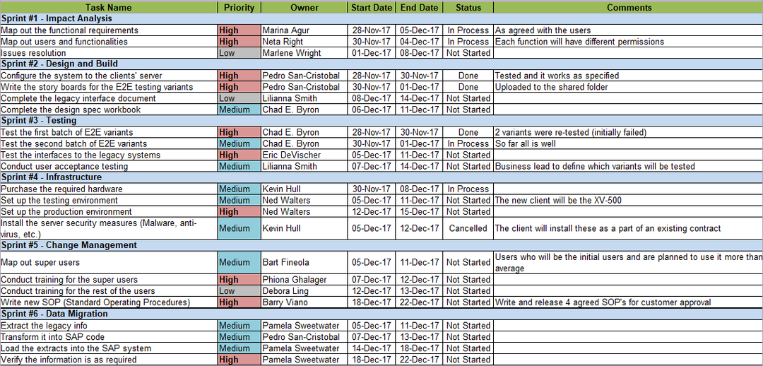 SAP Implementation Project example 