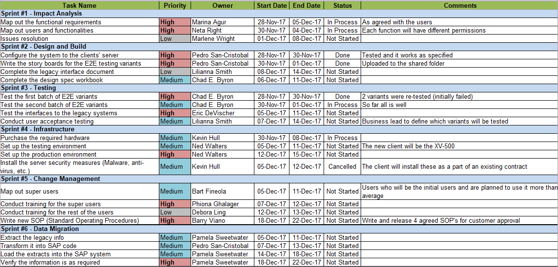 SAP Implementation Project example 