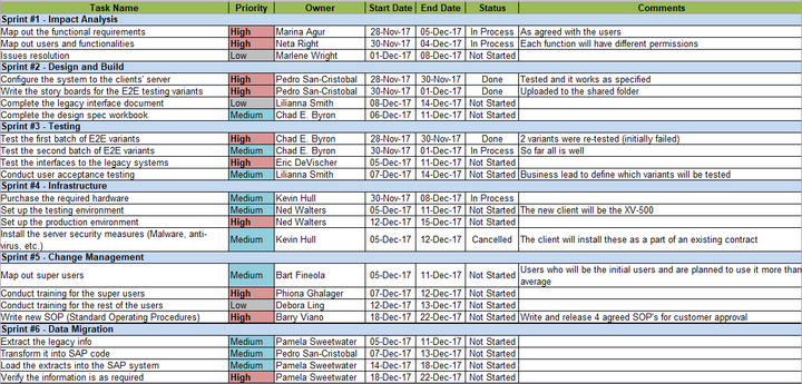 SAP Implementation Project example 