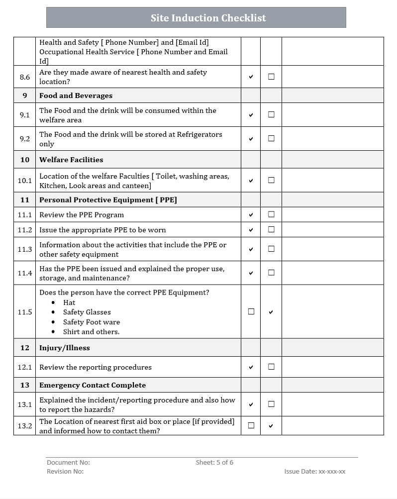 QMS Site Induction Word Template