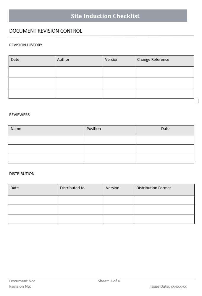 QMS Site Induction Checklist