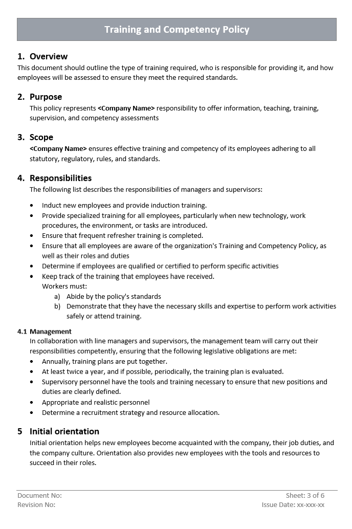 Training and Competency Overview