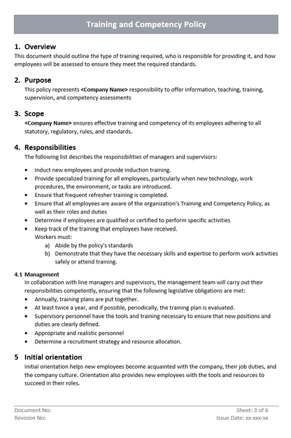 Training and Competency Overview