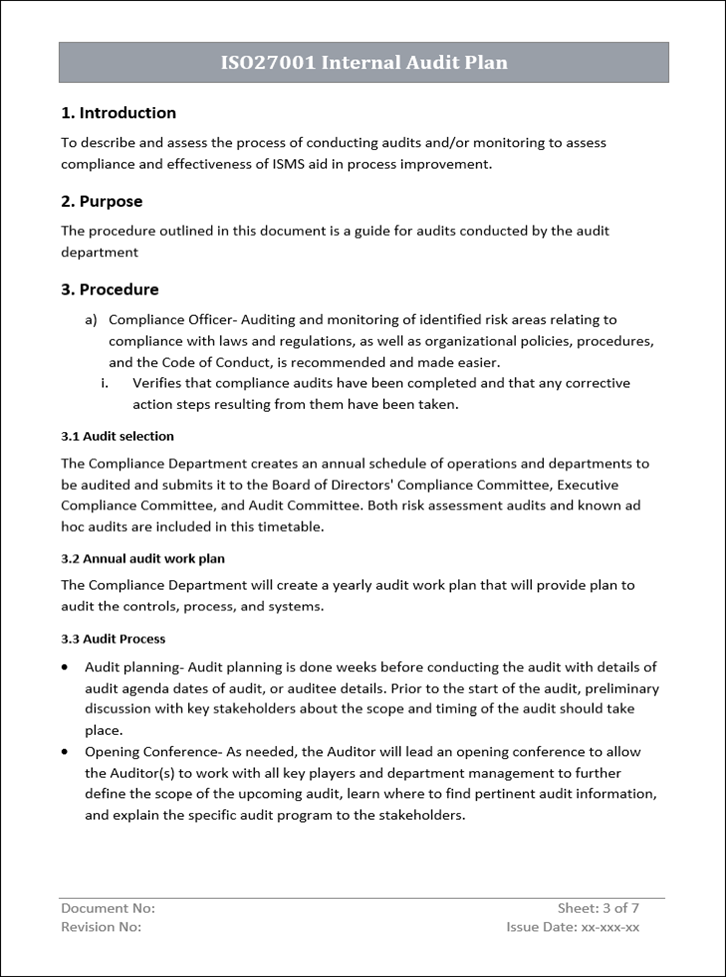 Internal audit plan