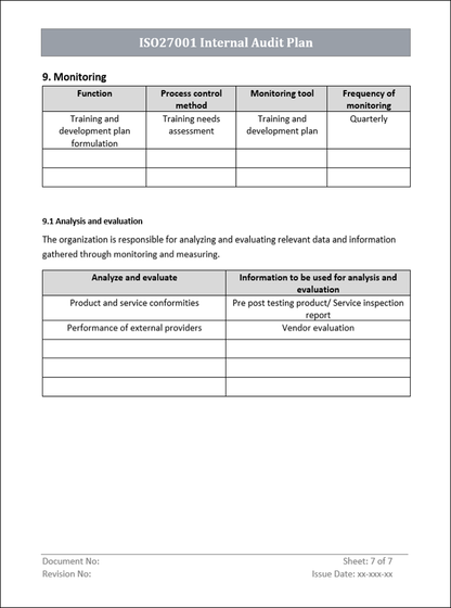 Internal audit plan, Monitoring